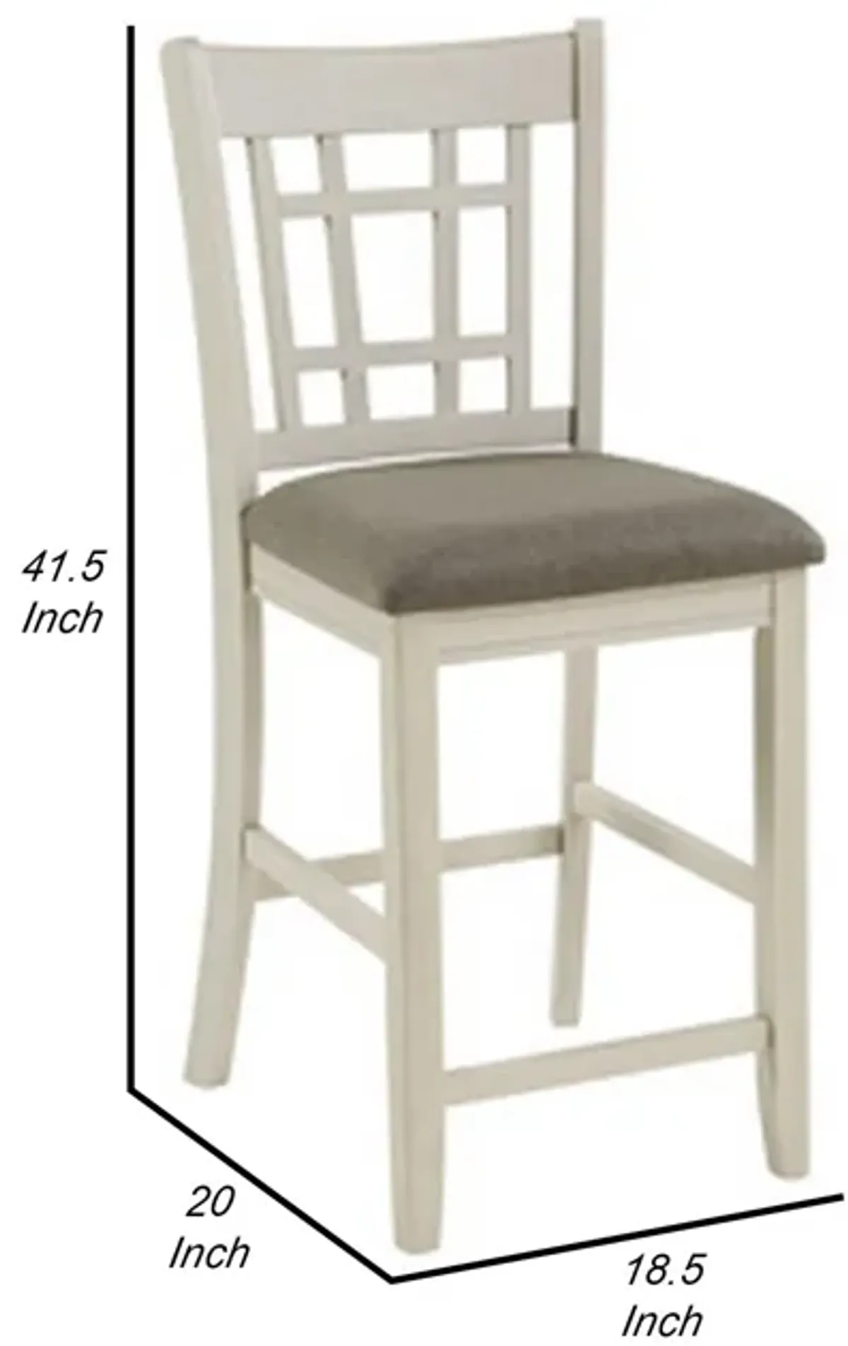 Glee 26 Inch Counter Height Chair, Set of 2, Antique White and Brown Finish - Benzara