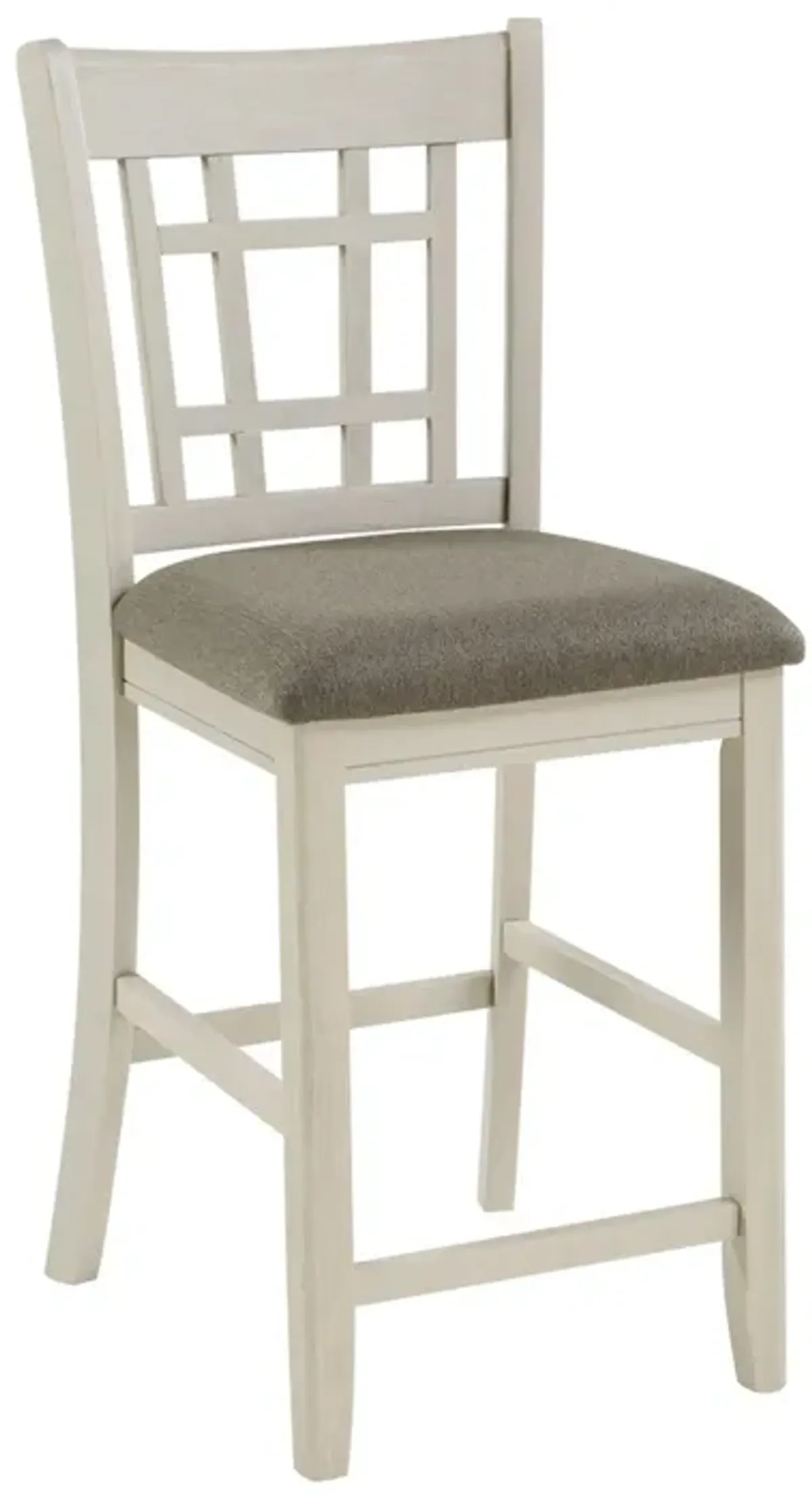 Glee 26 Inch Counter Height Chair, Set of 2, Antique White and Brown Finish - Benzara