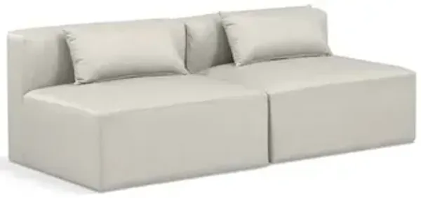 Meridian Furniture Cube Cream Vegan Leather Modular Sofa