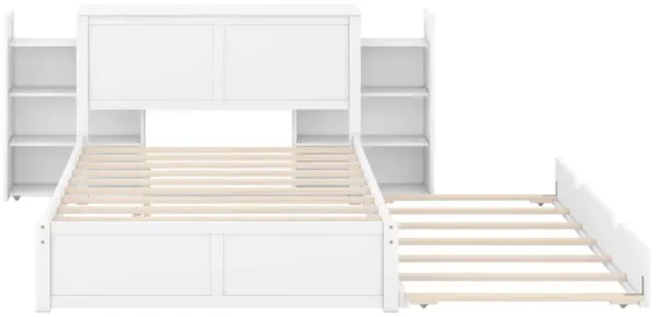 Merax Platform Bed with Pull Out Shelves and Trundle