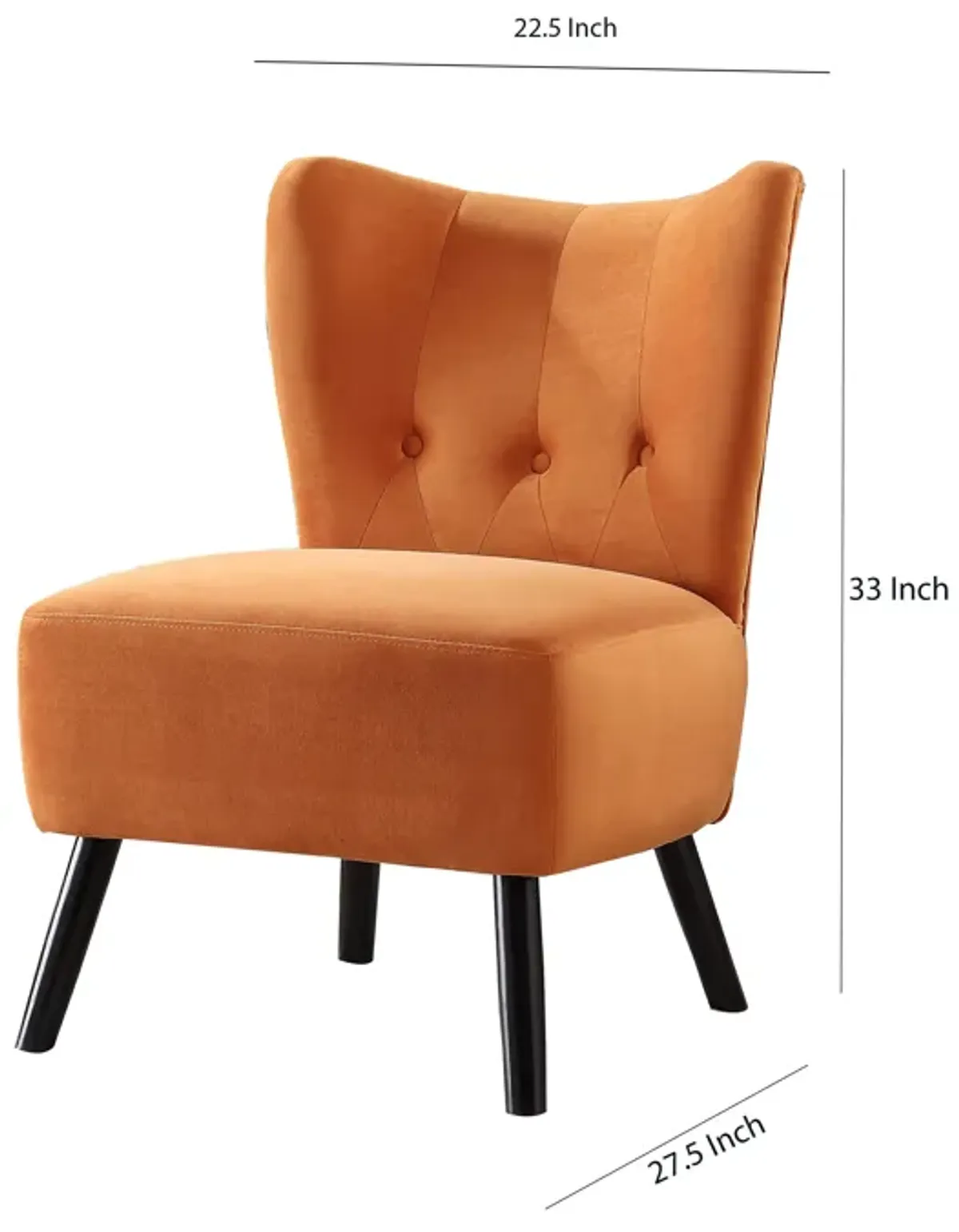 Armless Accent Chair with Flared Back and Button Tufting