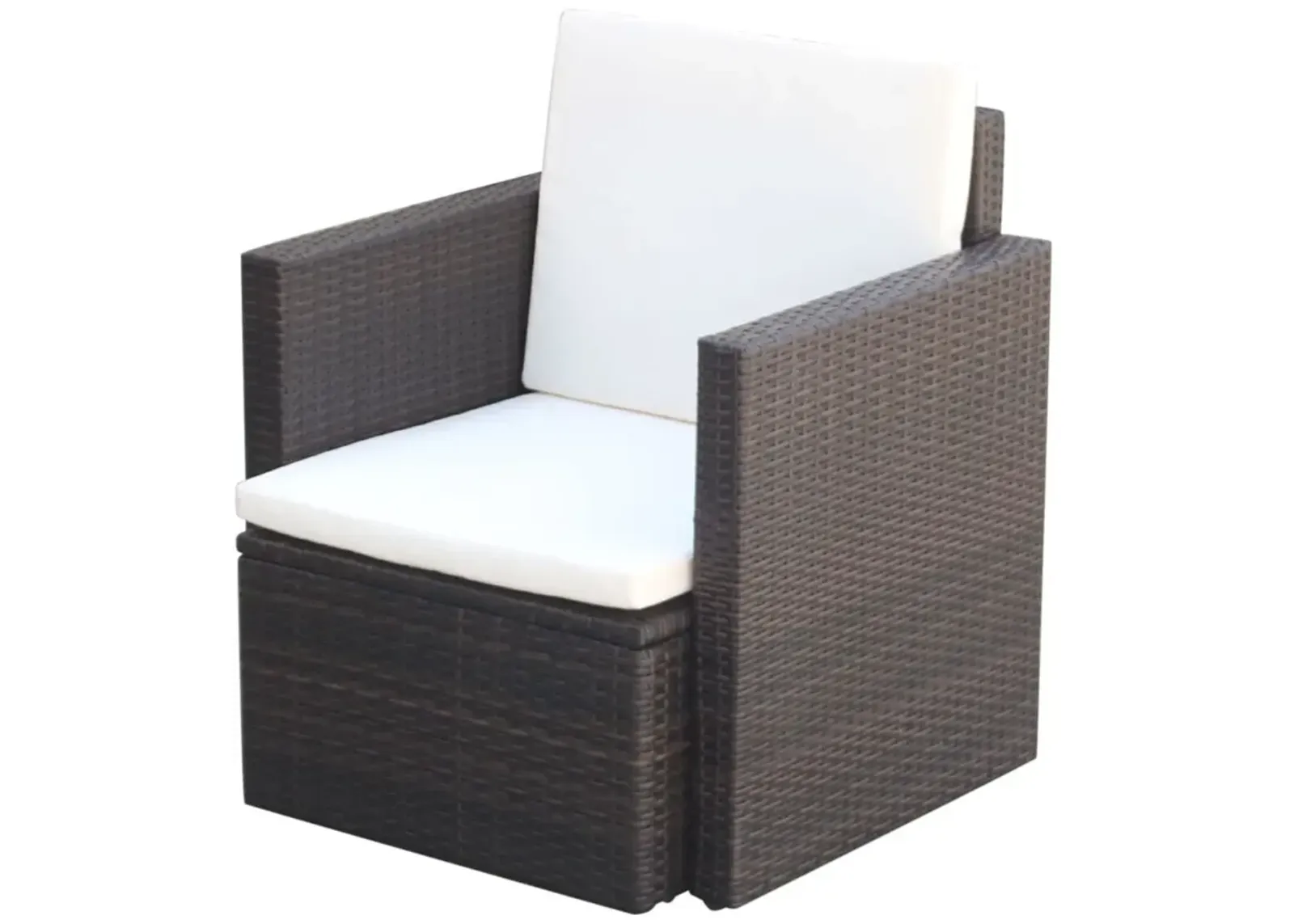 vidaXL Garden Chair with Cushions and Pillows Poly Rattan Brown