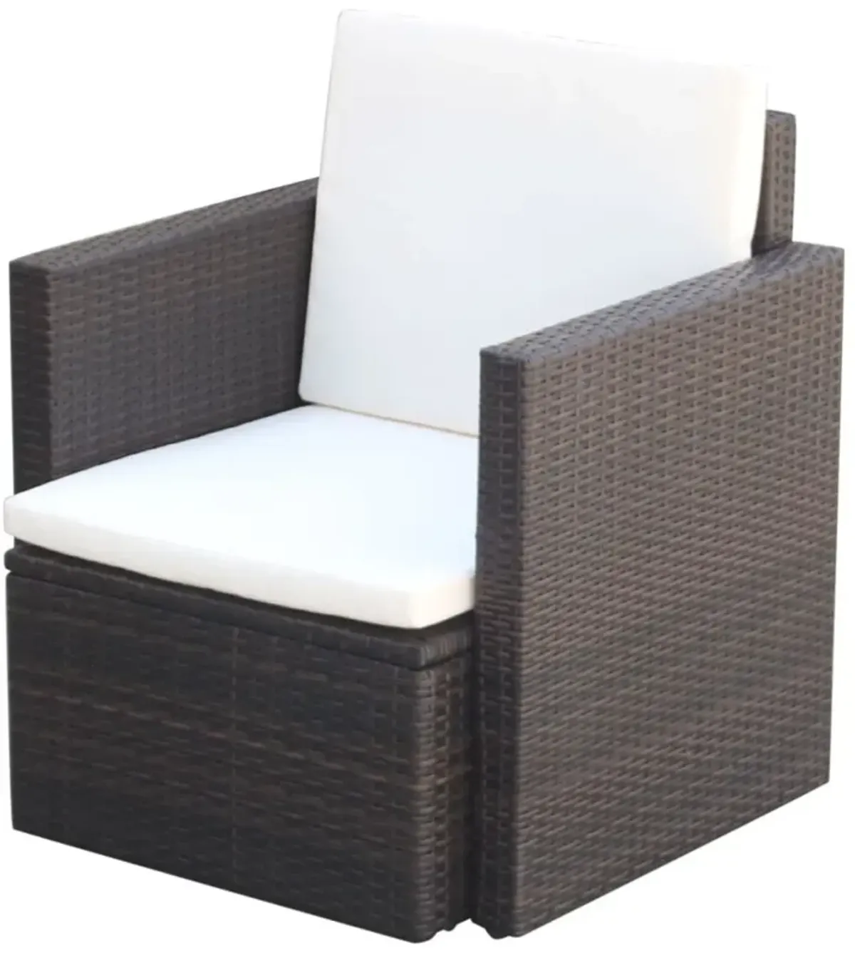 vidaXL Garden Chair with Cushions and Pillows Poly Rattan Brown