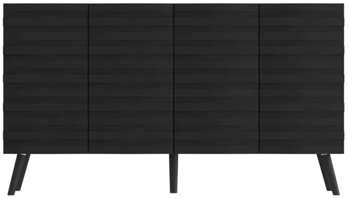 FUFU&GAGA Modern Wooden Sideboard Buffet Cabinet with Storage Shelves and Doors (55.1" W x 15.7" D x 31.4" H), Black