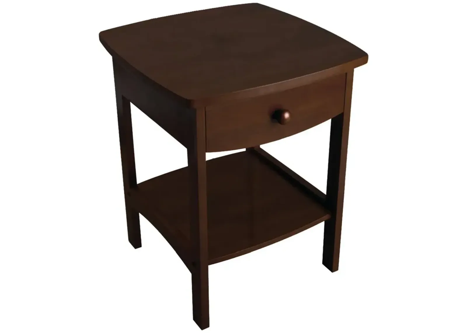 Hivvago Walnut Finish Accent Table Nightstand with One Drawer