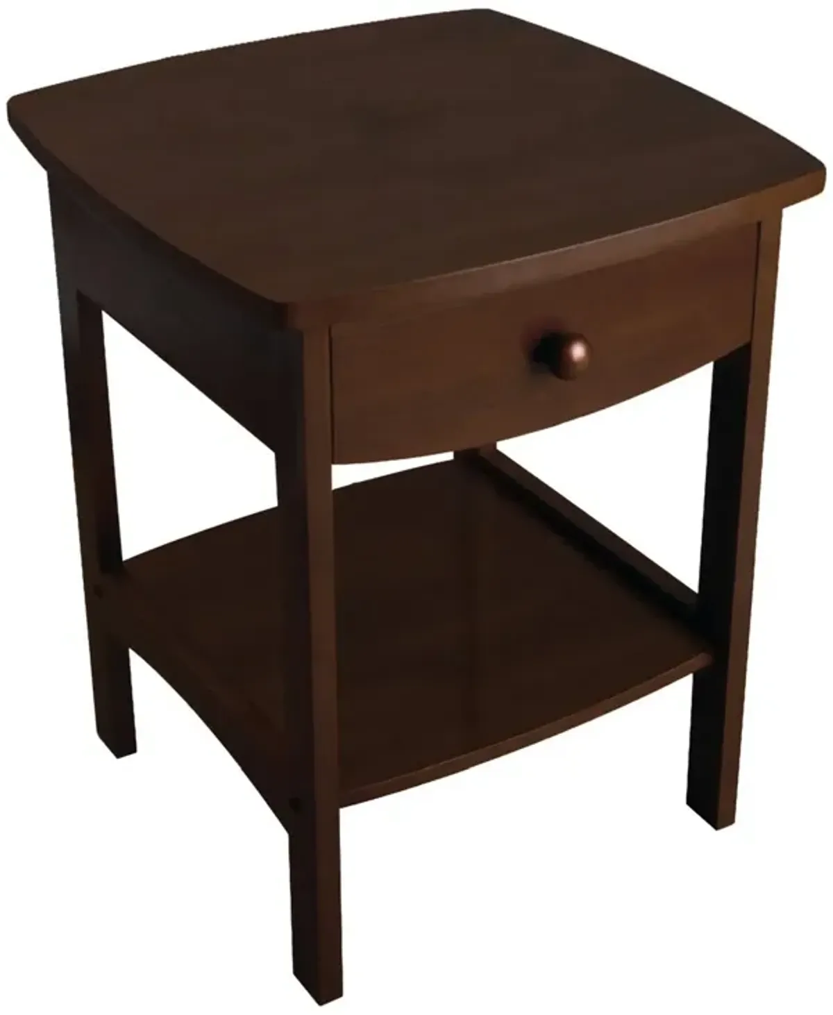 Hivvago Walnut Finish Accent Table Nightstand with One Drawer