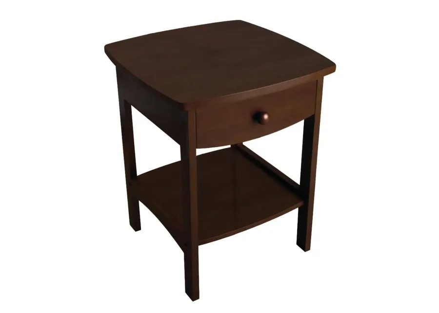 Hivvago Walnut Finish Accent Table Nightstand with One Drawer