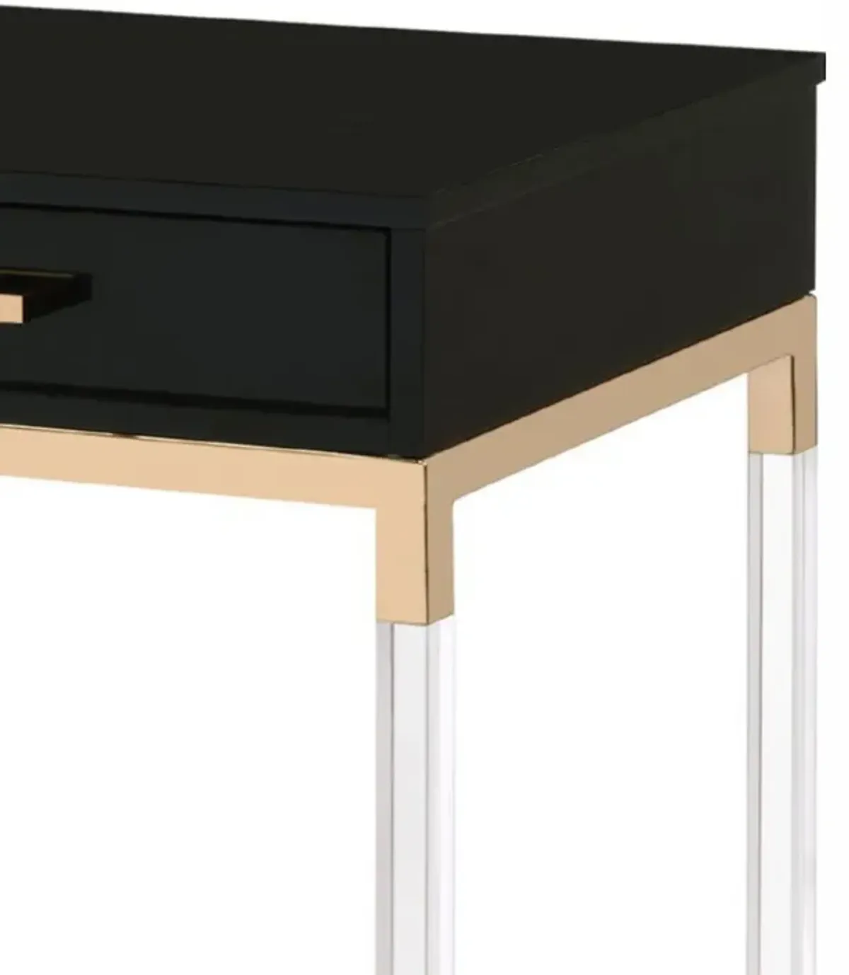 Metal Base Framed Console Table, Black and Gold-Benzara