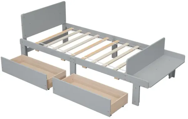 Twin Bed With Footboard Bench, 2 Drawers