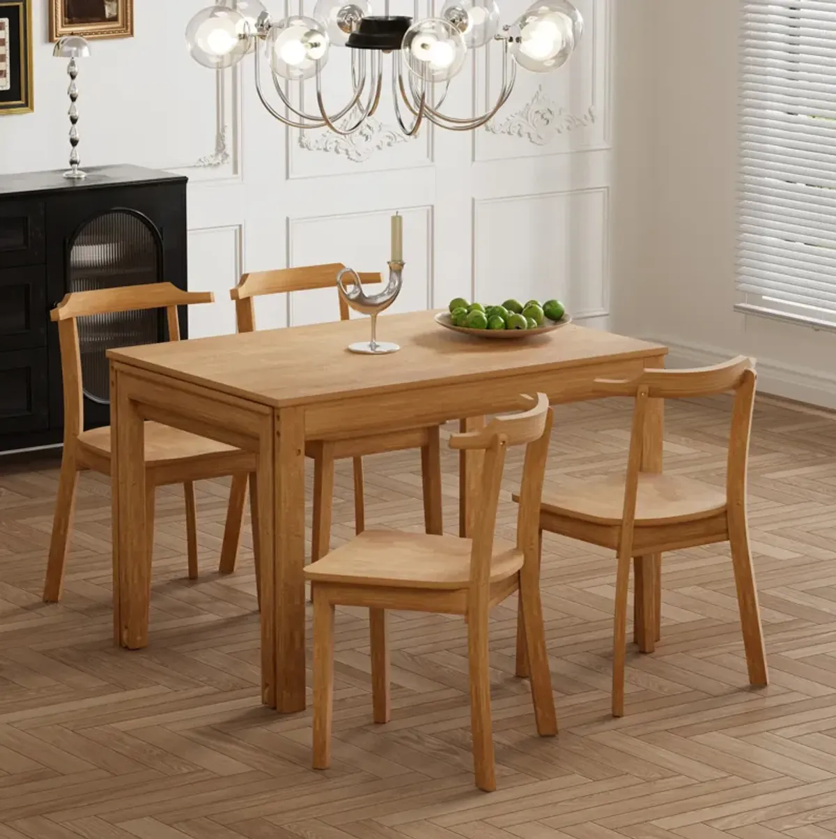 Merax Farmhouse 5-Piece Extendable Dining Table Chairs Set