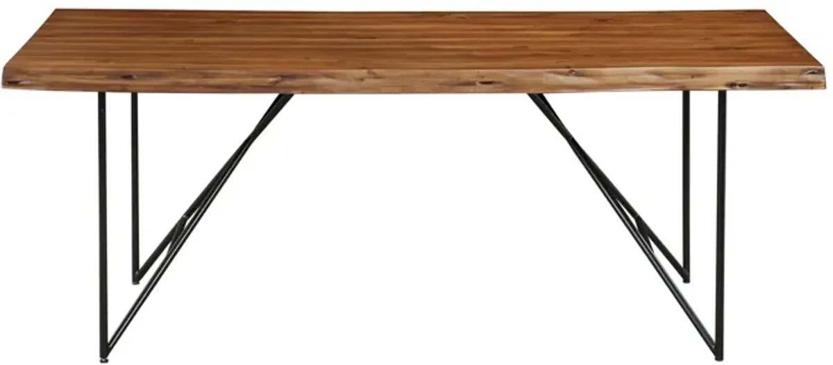 Live Edge Solid Wood Dining Table, Light Walnut