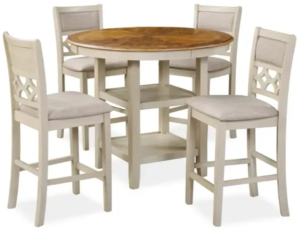 New Classic Furniture Furniture Mitchell 5-Piece Solid Wood Counter Set in Brown