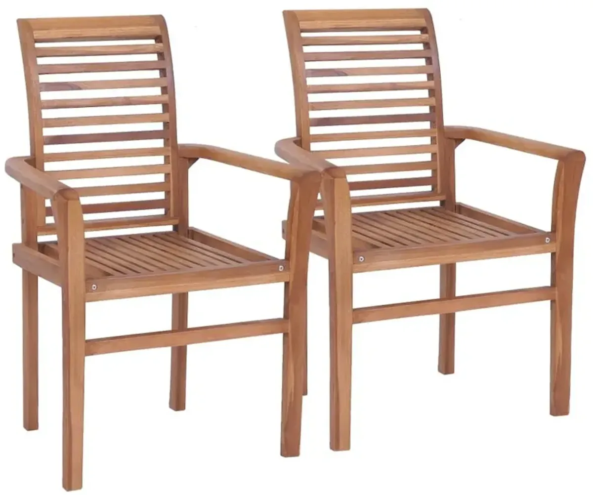 vidaXL Stacking Dining Chairs 2 pcs Solid Teak, 44664