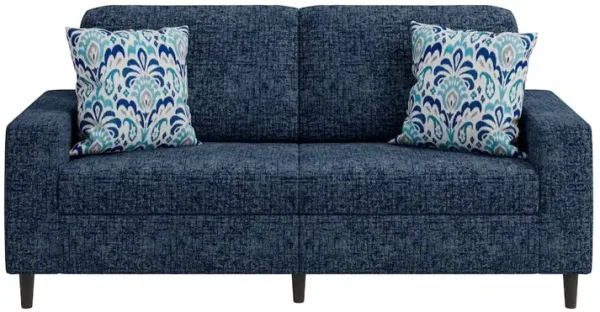 HL Home Furnishings Small Space Sofa in Textured Navy Blue Chenille Fabric