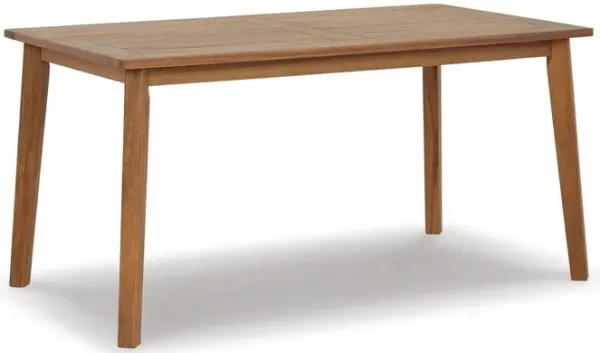 Nilen 59 Inch Dining Table, Natural Brown Acacia Wood, Slatted Surface-Benzara