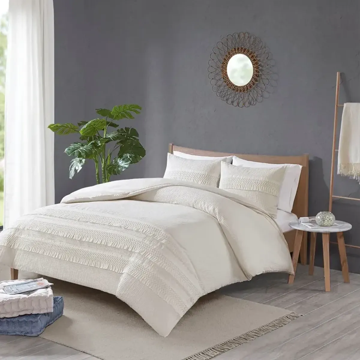 Gracie Mills Patrice Classic Comfort: 3-Piece Cotton Seersucker Comforter Ensemble