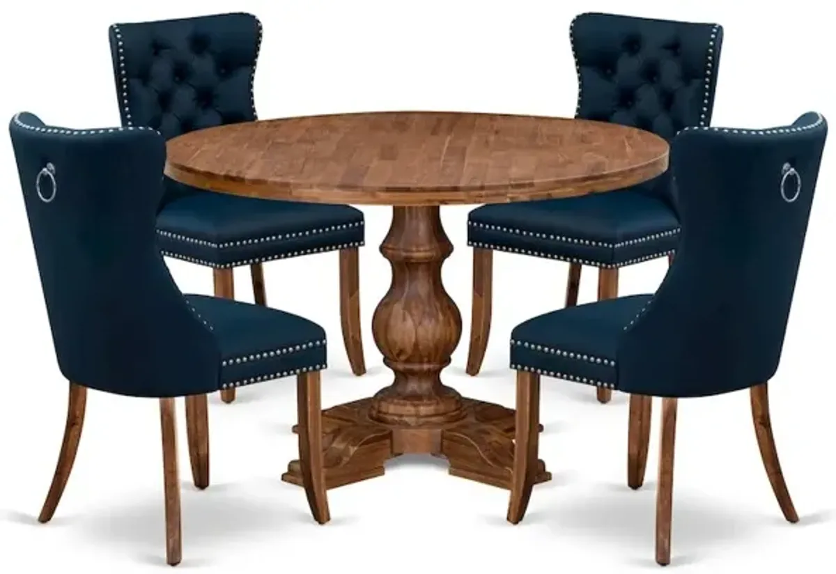 5-Piece Modern Dining Set In Navy Blue Color