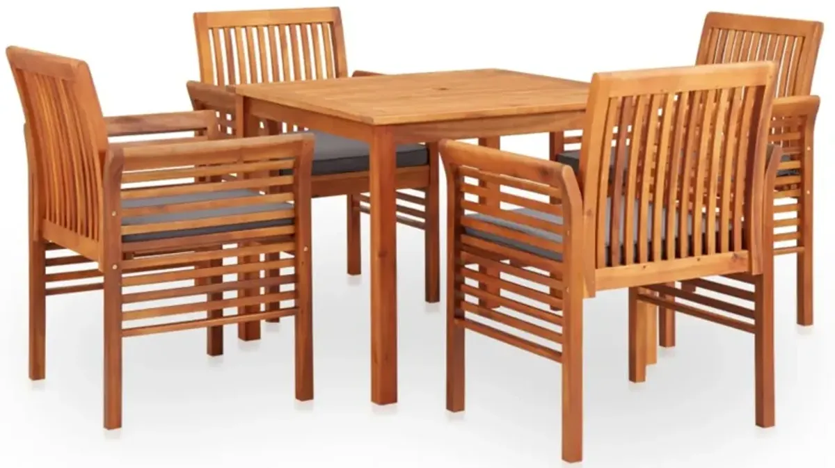 vidaXL 5 Piece Outdoor Dining Set with Cushions Solid Acacia Wood