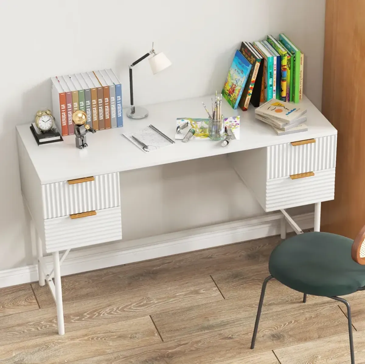 48 Inch Home Office Computer Desk with 4 Drawers-White