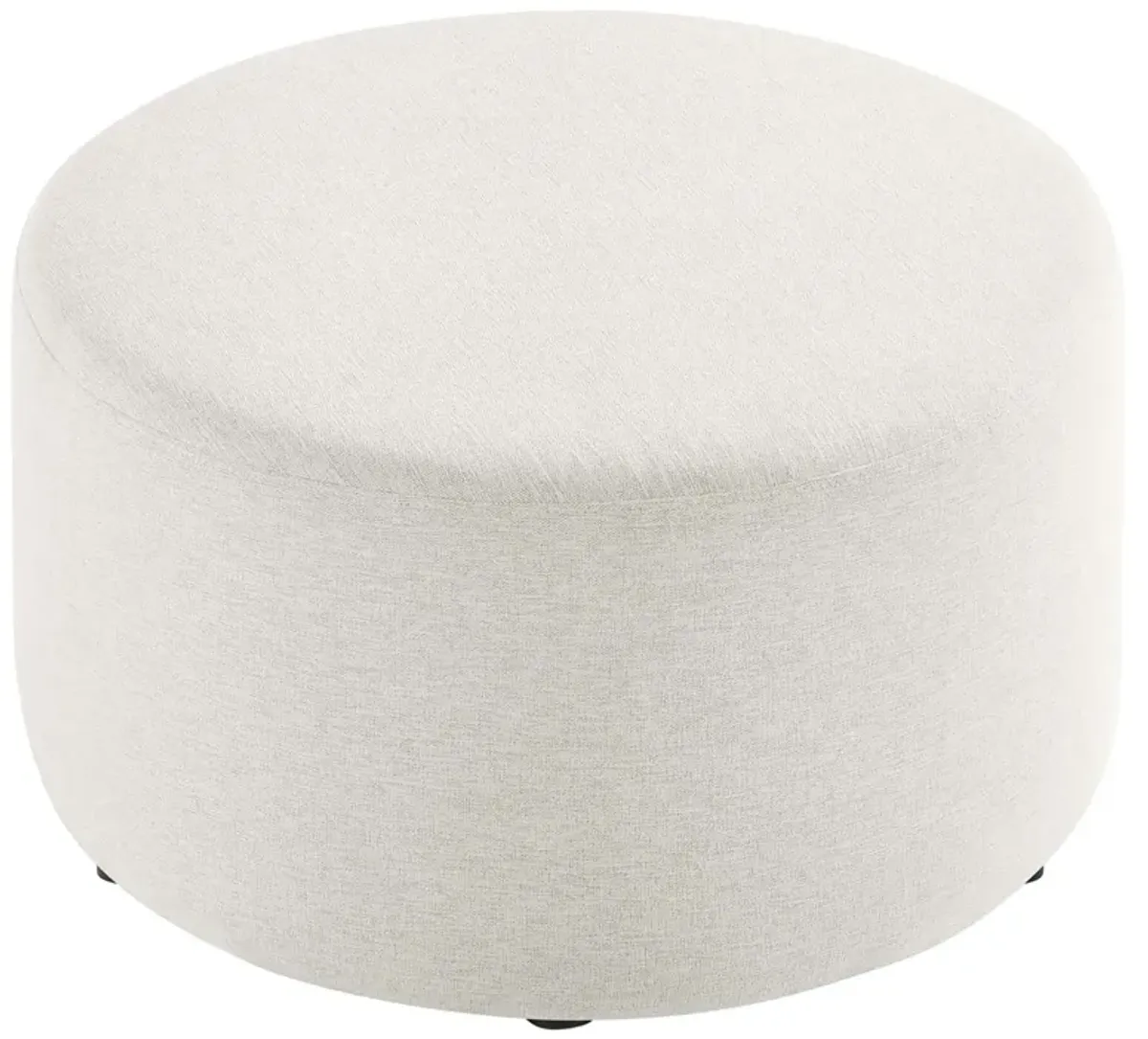 Callum Large 29" Round Woven Heathered Fabric Upholstered Ottoman