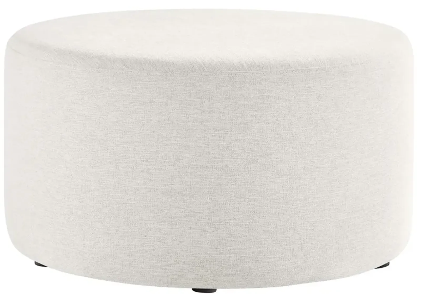 Callum Large 29" Round Woven Heathered Fabric Upholstered Ottoman