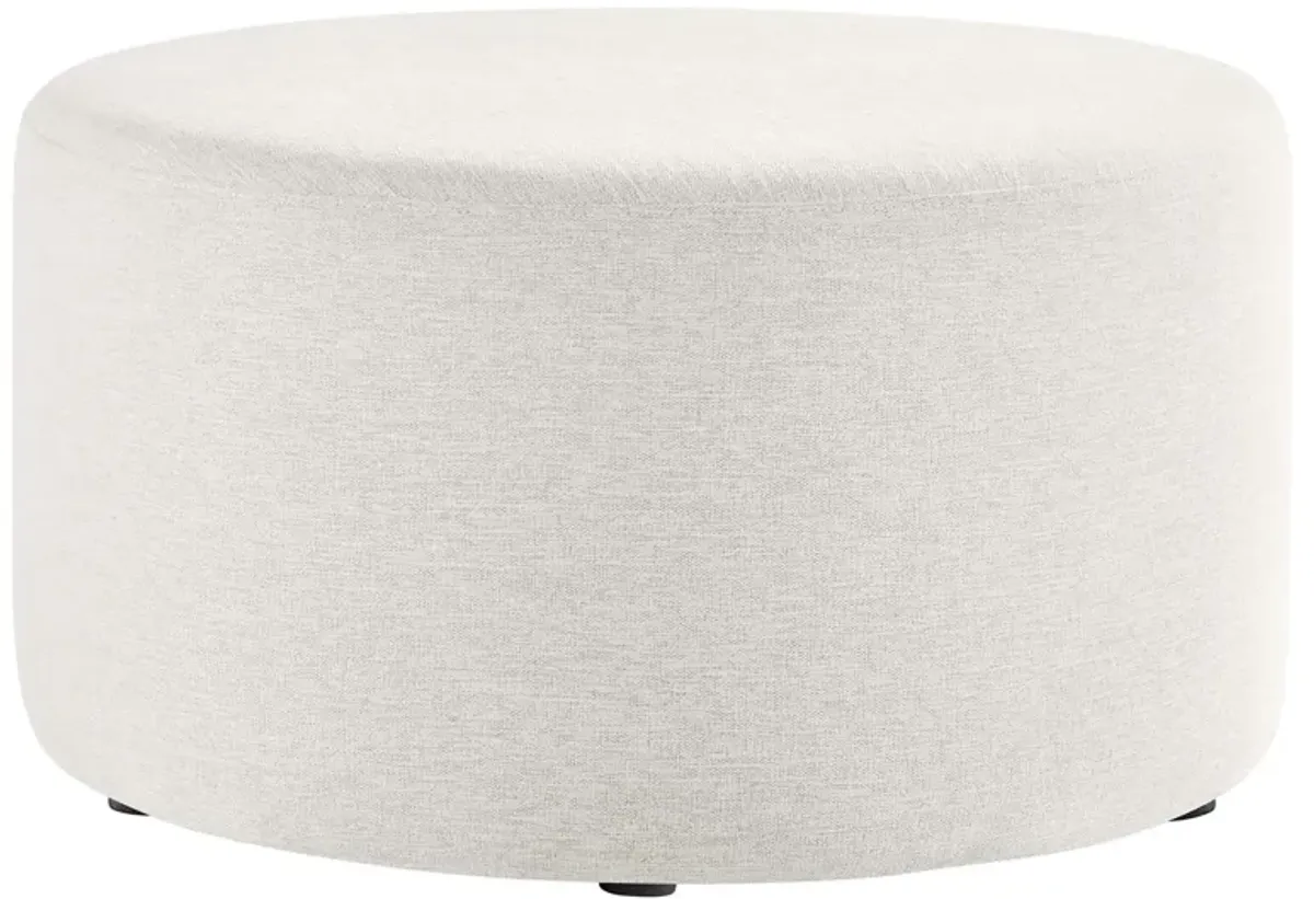 Callum Large 29" Round Woven Heathered Fabric Upholstered Ottoman