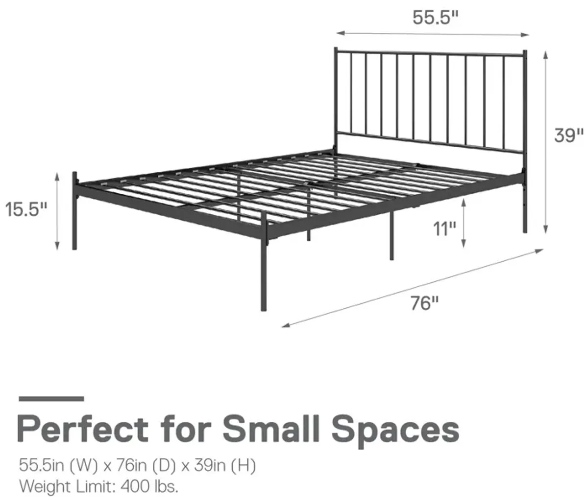 Ares Metal Bed, Full, Black