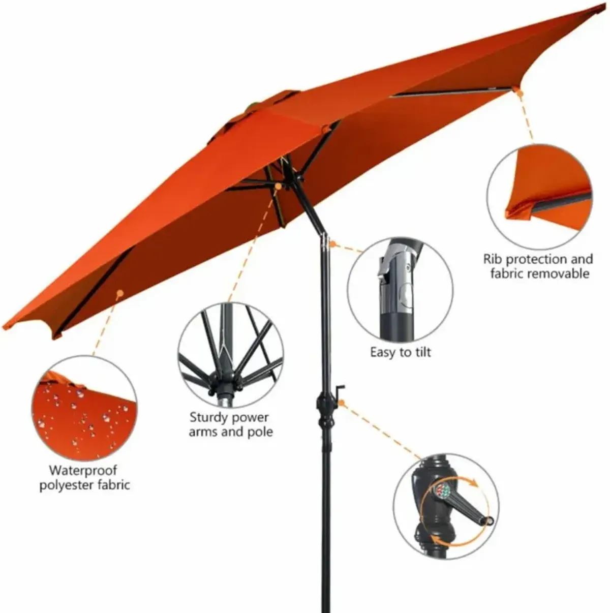 Hivvago 9 FT Outdoor Market Patio Table Umbrella Push Button Tilt Crank Lift