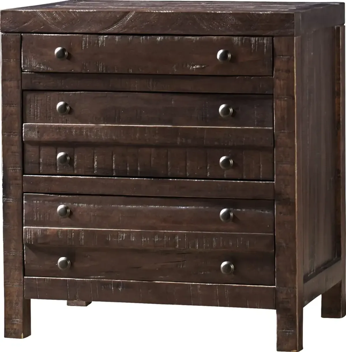 Townsend Three Drawer Solid Wood Nightstand in Java