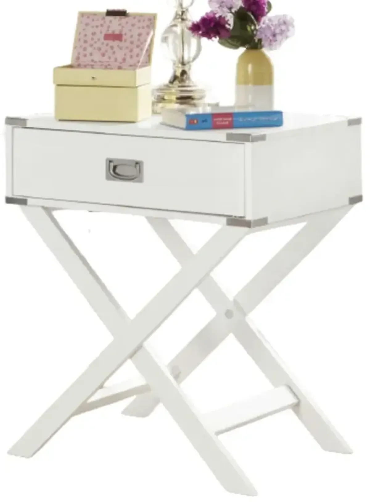 QuikFurn White Modern Bedroom Decor 1-Drawer Bedside Table Nightstand End Table