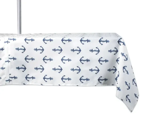 120" Zippered Outdoor Tablecloth with Printed Anchors Design