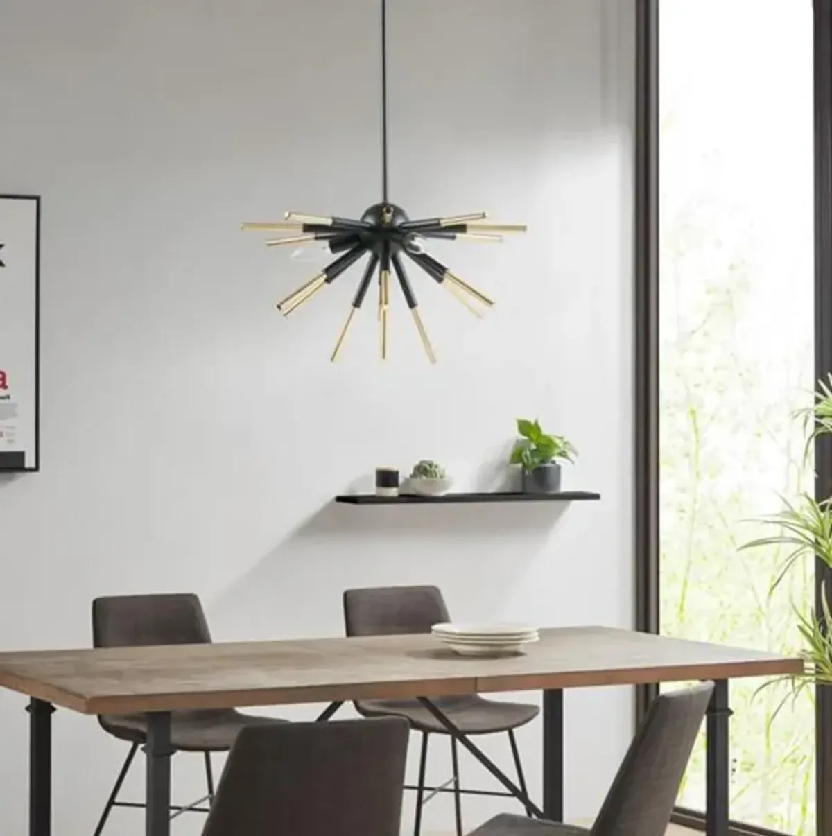 Belen Kox Geometric Black/Gold Adjustable Chandelier, Belen Kox