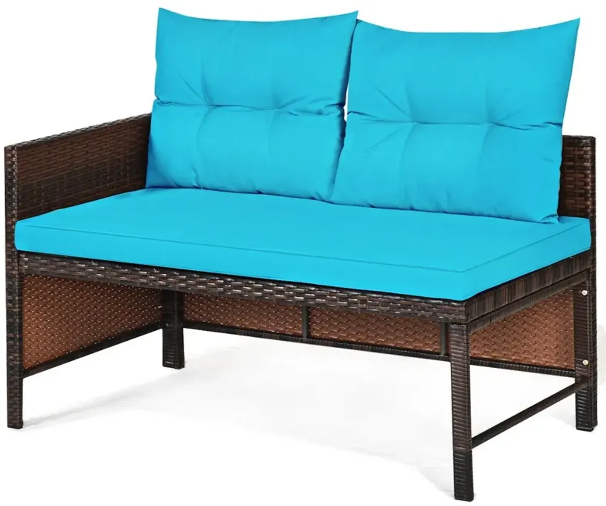 3 Pieces Patio Wicker Rattan Sofa Set