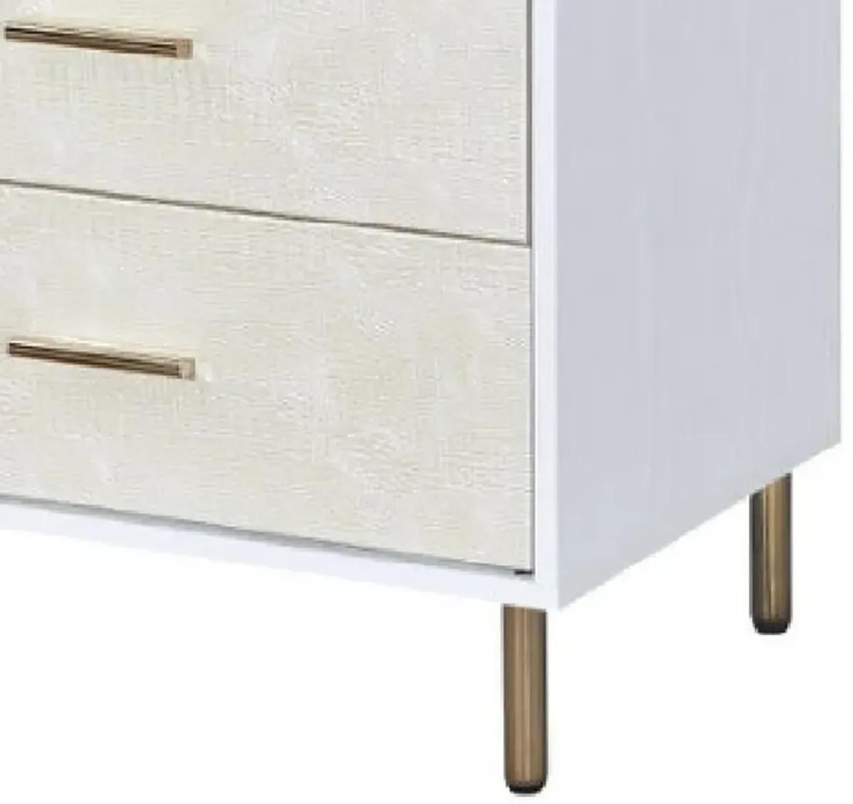 Emily 47 Inch Wood Side Dresser with 6 Drawers, Metal Bar Handles, White-Benzara