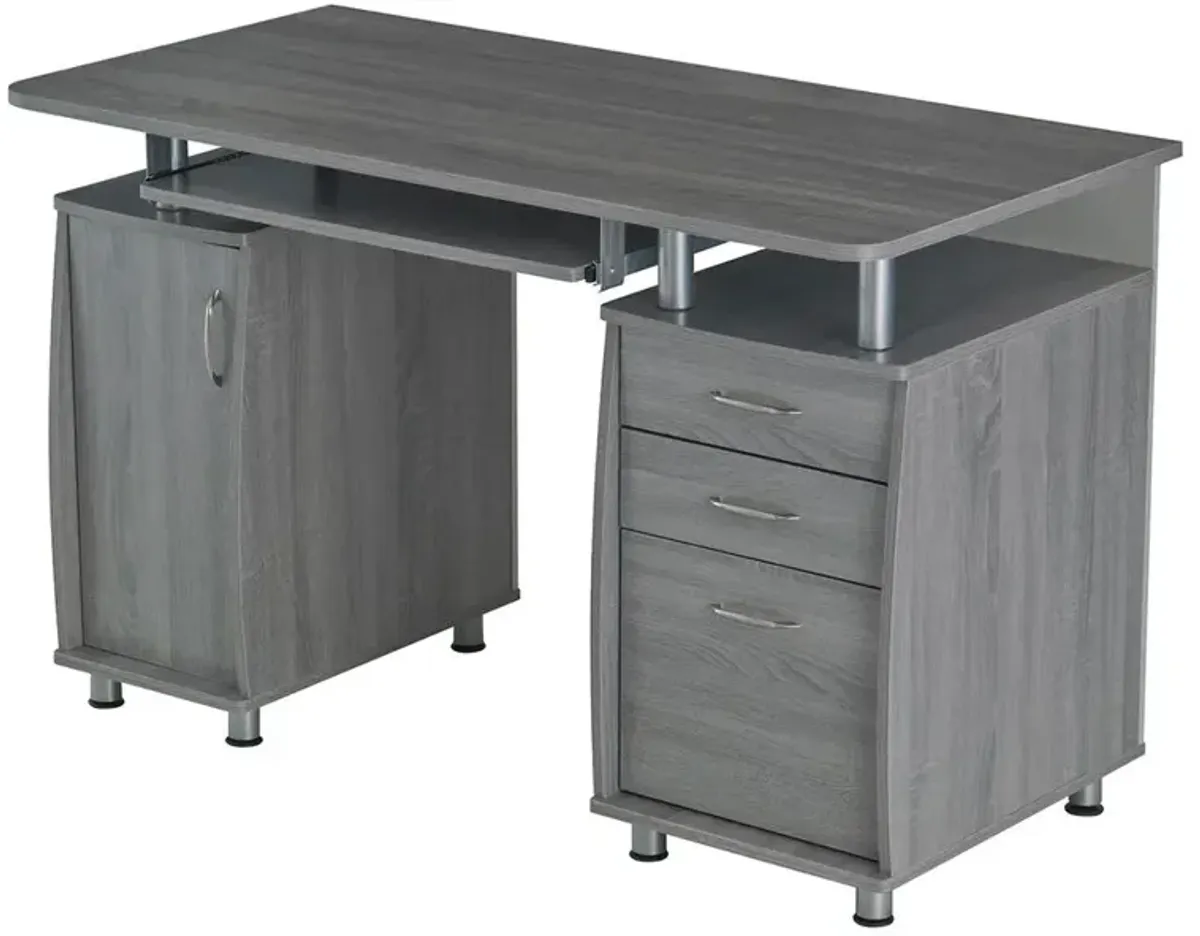 Techni Mobili Complete Workstation Computer Desk with Storage. Color: Grey