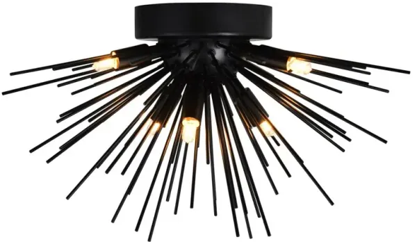 CWI Lighting Savannah 6 Light Flush Mount With Black Finish