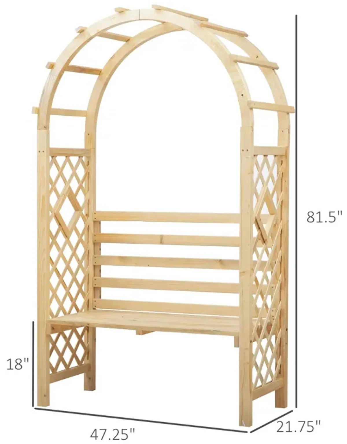 Outdoor Climbing Support: Wood Garden Arch with Bench and Trellis