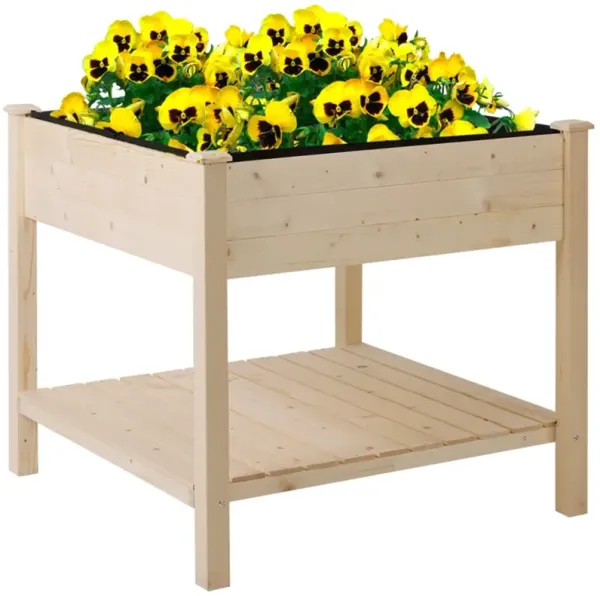 Raised Wooden Garden Planter for Patio and Yard Decor