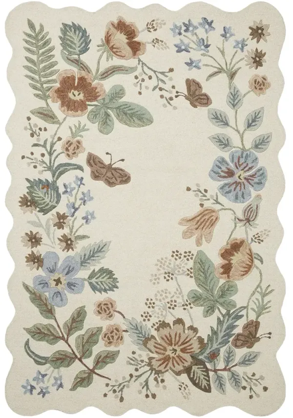 Silhouette SIH-02 Cream 5''0" x 5''0" Round Rug by Rifle Paper Co.