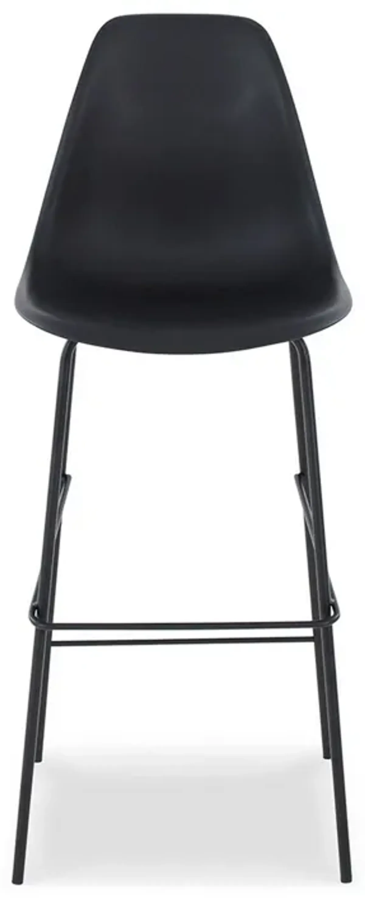 Mira 30 Inch Barstool, Set of 2, Curved Bucket Seat, Black Metal Frame-Benzara