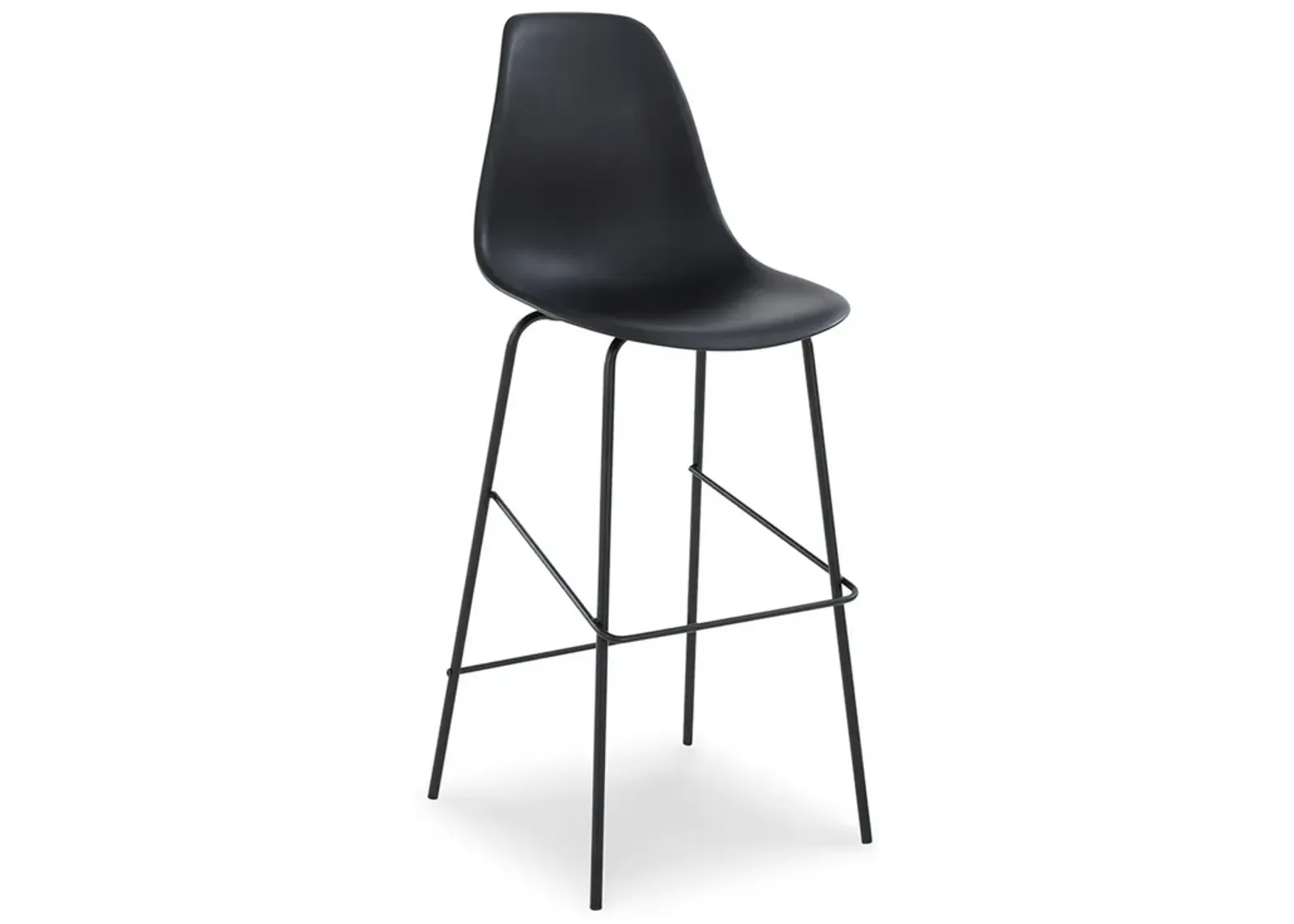 Mira 30 Inch Barstool, Set of 2, Curved Bucket Seat, Black Metal Frame-Benzara