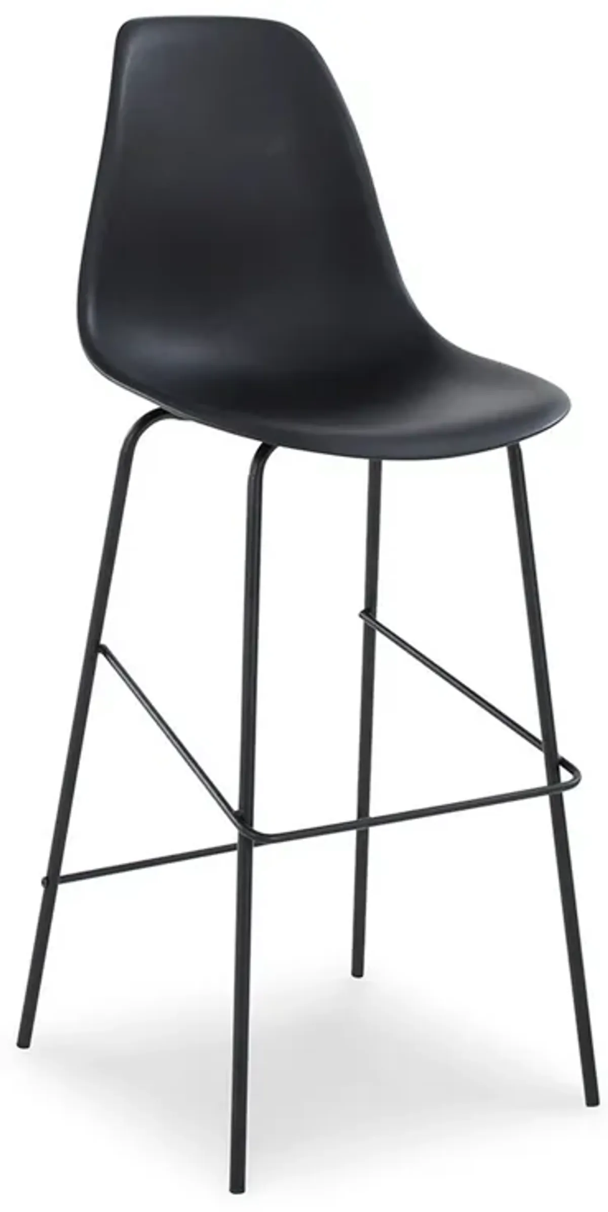 Mira 30 Inch Barstool, Set of 2, Curved Bucket Seat, Black Metal Frame-Benzara