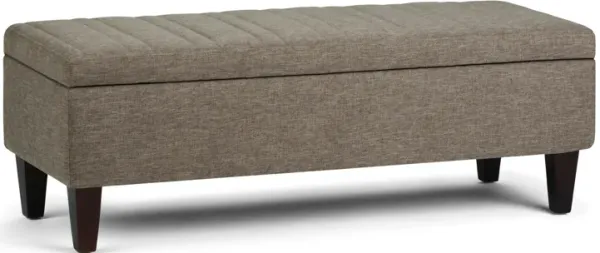Monroe 48 inch Wide Contemporary Rectangle Storage Ottoman in Fawn Brown Linen Look Fabric