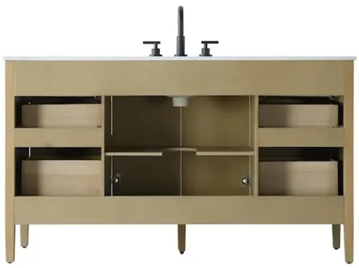 Elegant Kitchen and Bath 60 inch Single Bathroom Vanity in Linen Oak