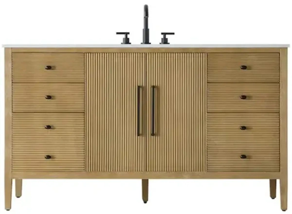 Elegant Kitchen and Bath 60 inch Single Bathroom Vanity in Linen Oak