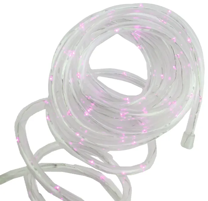 12' Solar Powered Multi-Function Pink LED Indoor/Outdoor Christmas Rope Lights with Ground Stake