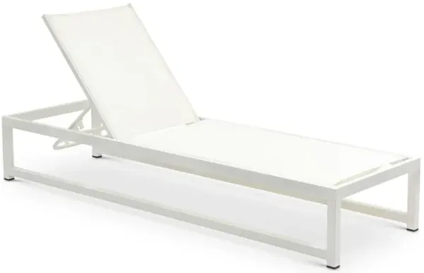 Meridian Furniture Maldives Cream Mesh Water Resistant Fabric Outdoor Patio Sun Chaise Lounge Chair