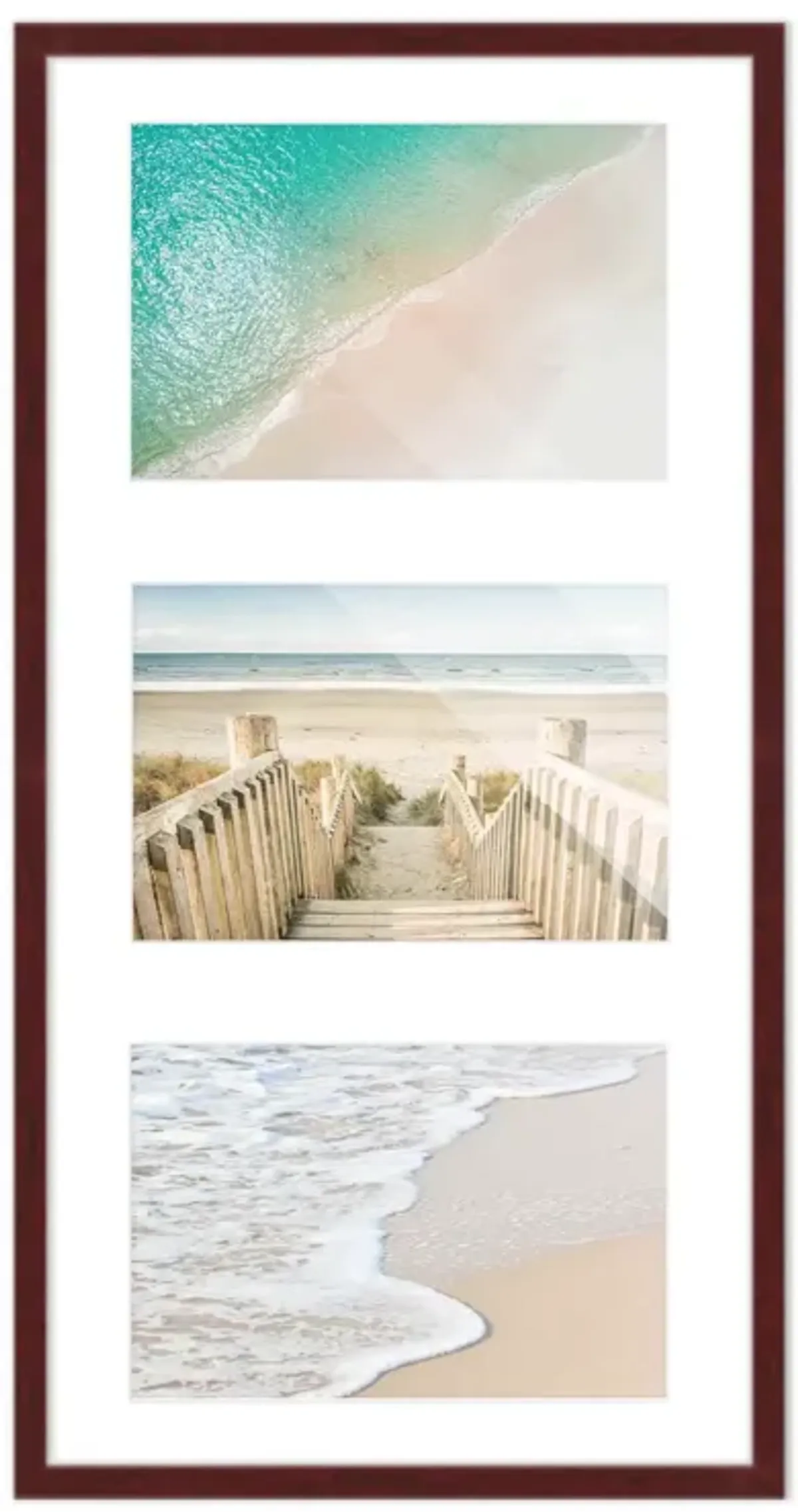 8.5x17 Wood Collage Frame with White Mat For 3 5x7 Pictures