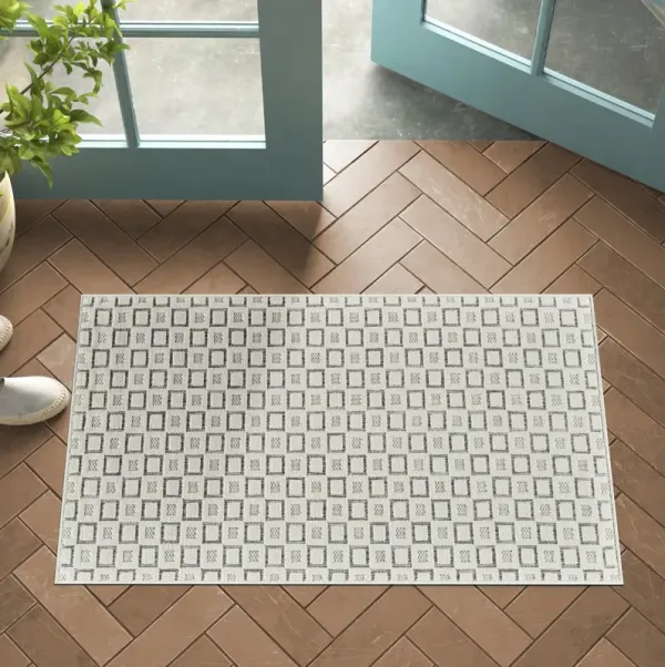 Maise Abstract Modern Cream Beige Indoor Outdoor Doormat Rug