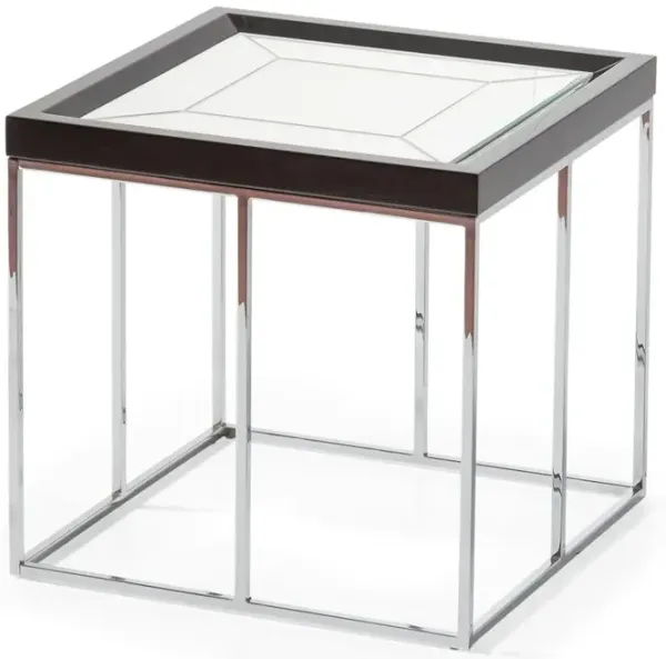 Michael Amini Carmela End Table - Glossy Charcoal Sand
